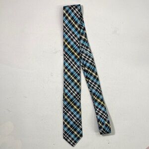 Original Penguin Plaid Neck Tie in Blue, Black & Tan
